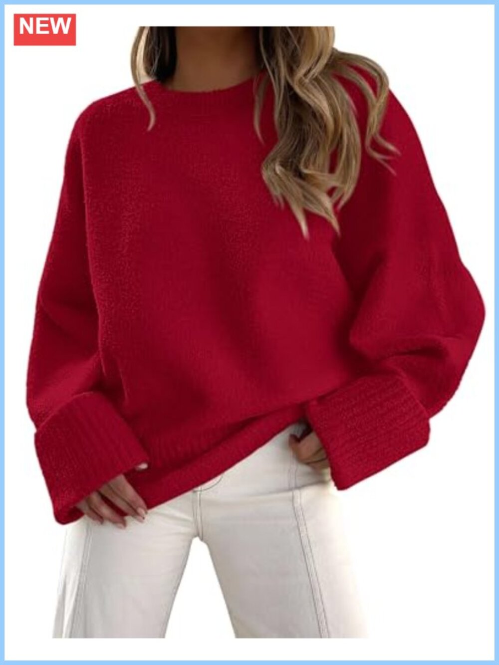 Cozy Oversized Fuzzy Crewneck Pullover Sweater